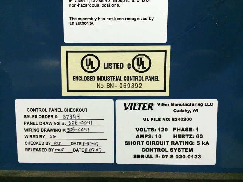 Paquete de compresor de tornillo rotativo Vilter VSG501VVRGHNECRC (Vilter VSG501, motor faltante, panel de microcontrol)