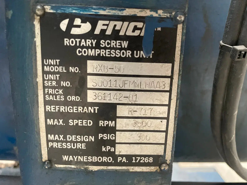 Frick RXB-50 Rotary Screw Compressor Package (Frick XJS120S, 125 HP 460 V, Micro Control Panel)