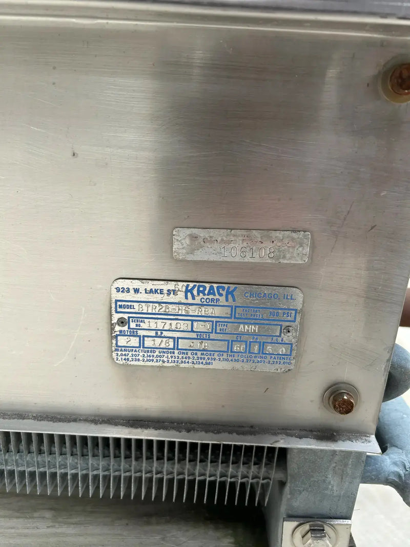 Krack BTR28-HG-RBA Ammonia Evaporator Coil - 2.75 TR, 2 Fans (Low Temperature)
