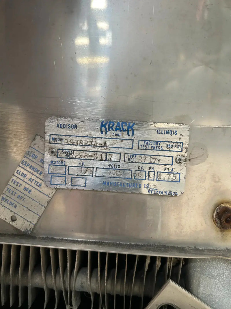 Krack BTRS-38-RTA-A Ammonia Evaporator Coil - 4.12 TR, 3 Fans (Low Temperature)
