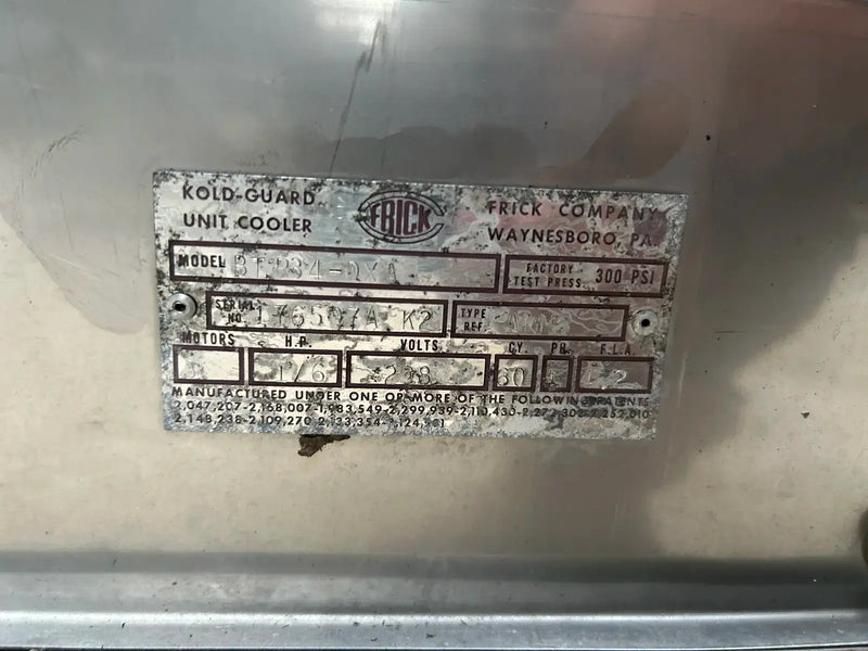 Frick BTR34-DXA Ammonia Evaporator Coil - 2.5 TR, 3 Fans (Low Temperature)