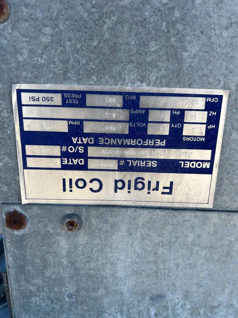 Frigid Coil ICB-3H-856-3-LRB-HGU-IP-PCV Ammonia Evaporator Coil - 25.5 TR, 3 Fans (Low Temperature)