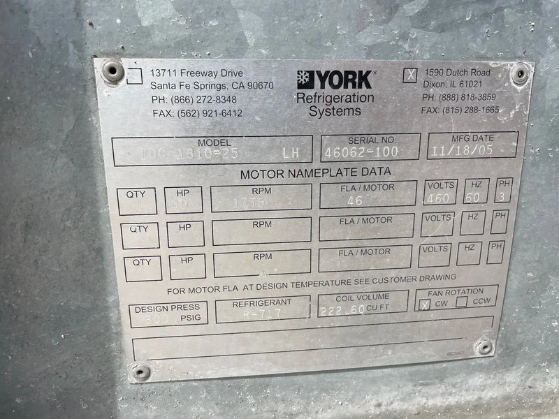 Frick IDC 1810-25 LH Evaporative Condenser (905 Nominal Tons, 1- 40 HP Motors, 1 Tower Unit)