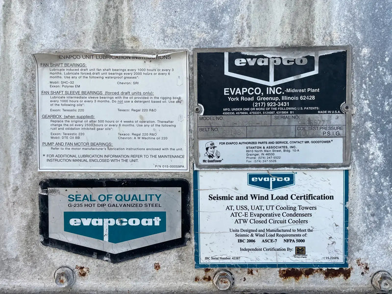 Condensador evaporativo Evapco ATC-1426E-1G (713 toneladas nominales, 2 motores, 1 unidad de torre)