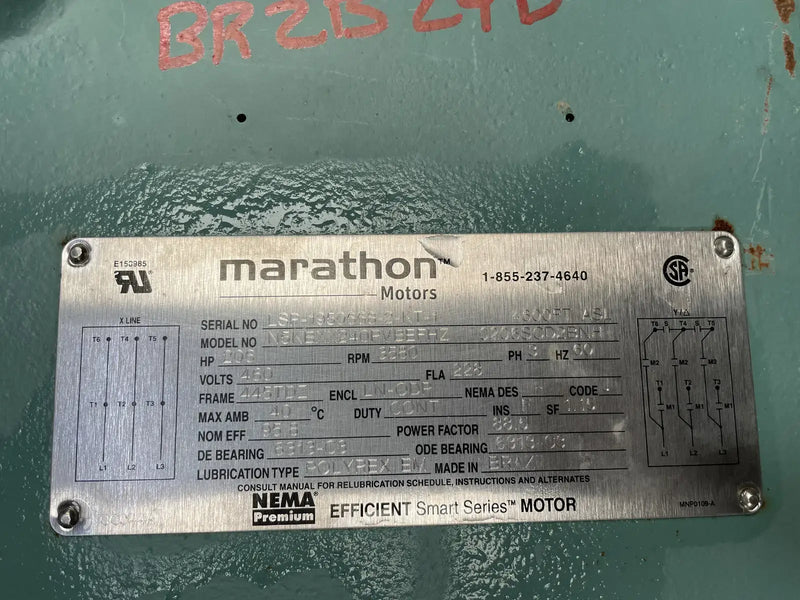 Marthon Efficient Smart Series Motor (206 HP, 3580 RPM, 460V)
