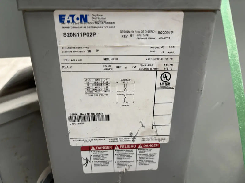 EATON S20N11PO2P General Purpose Encapsulated Transformer (2 KVA)