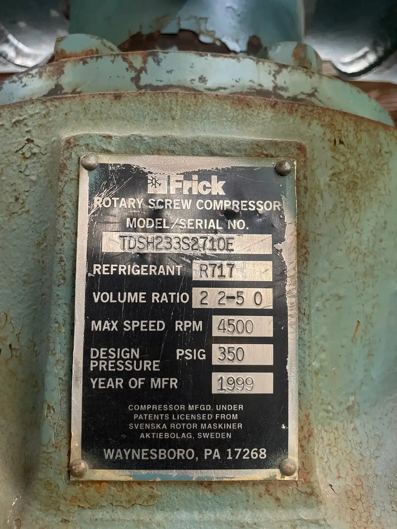 Paquete de compresor de tornillo rotativo Frick RWB-II-177B (Frick TDSH233S, 150 HP, 208-230/460 V, panel de control micro)
