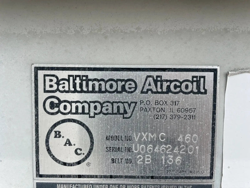 BAC VXMC 460 Evaporative Condenser (460 Nominal Tons, 3- HP Motors, 1 Tower Unit)