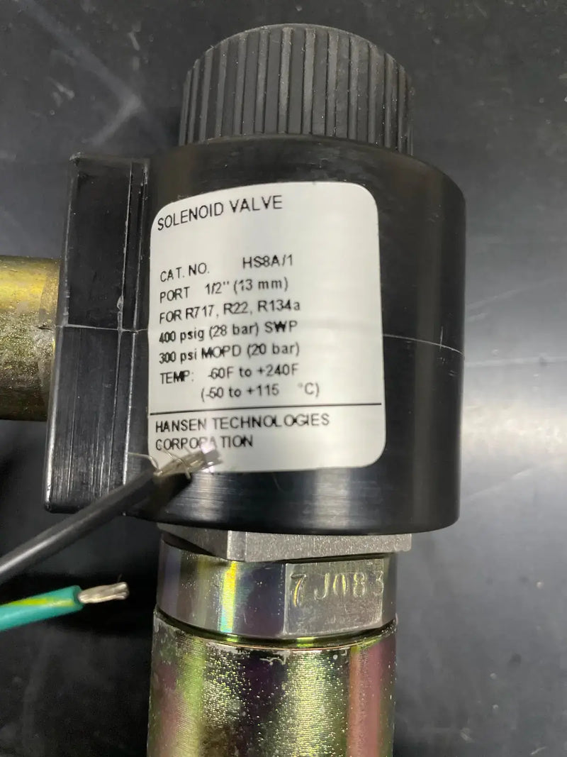 Hansen HS8A/1 Refrigerant Solenoid Valve (1/2", 13mm)
