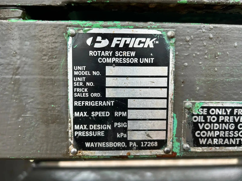 Frick RDB-316 Rotary Screw Compressor Package (Frick TDSL283S, 250 HP 2300/4160 V)