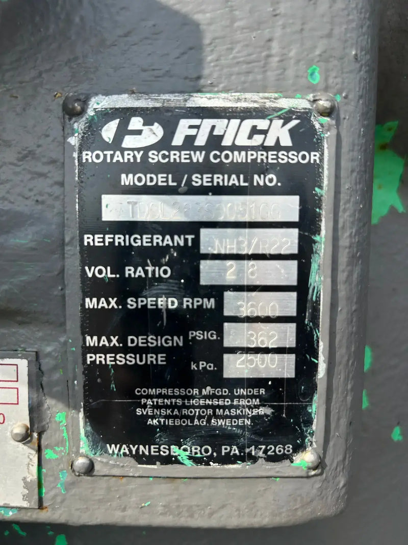 Frick RDB-316 Rotary Screw Compressor Package (Frick TDSL283S, 250 HP 2300/4160 V)