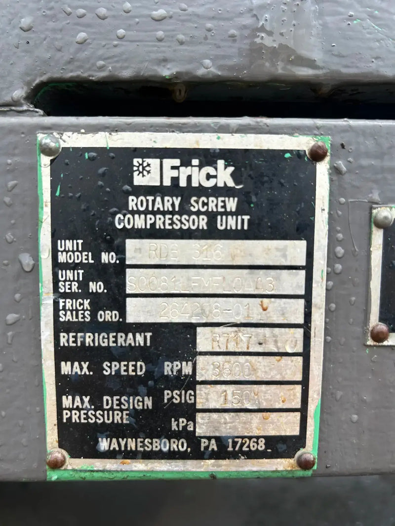 Frick RDB-316 Rotary Screw Compressor Package (Frick TDSL283S, 250 HP 2300/4160 V)