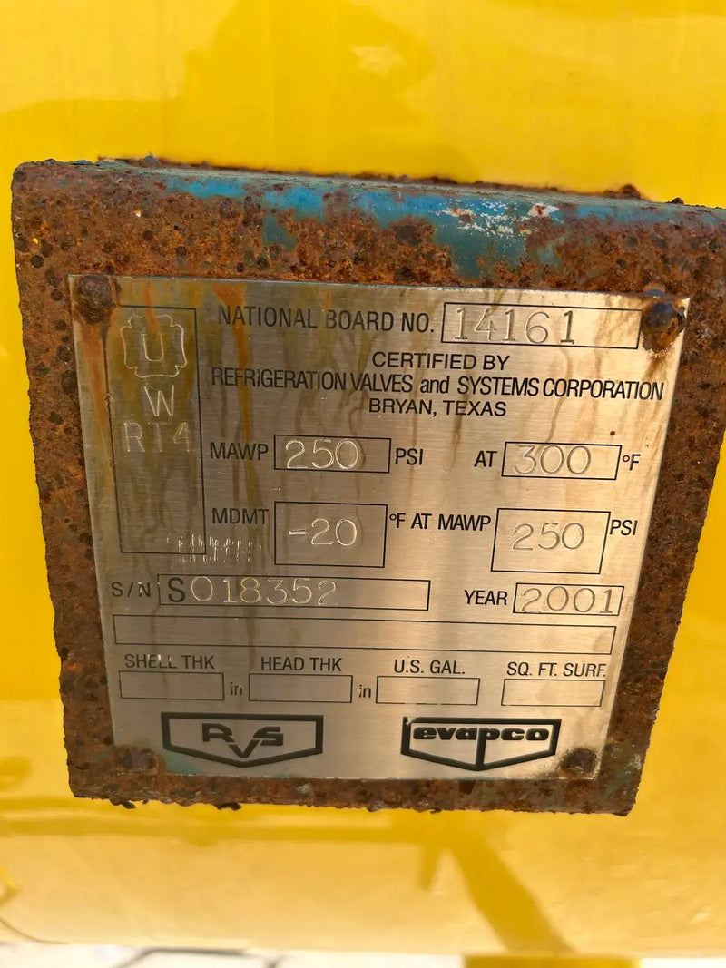 Acumulador horizontal de amoníaco RVS (122 cm x 375 cm, 1400 galones)