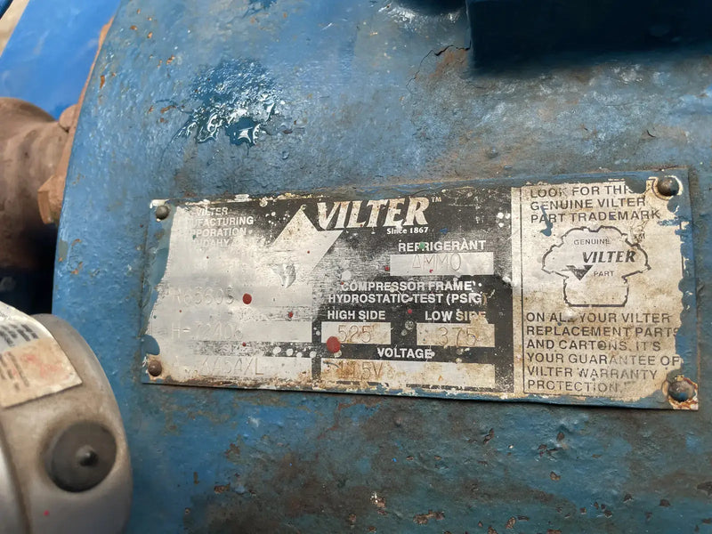 Vilter 454XL 4-Cylinder Reciprocating Compressor Package (75 HP 480 V, Belt Driven)