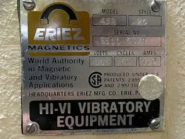Eriez Stainless Steel Vibratory Conveyor on Lift Cart