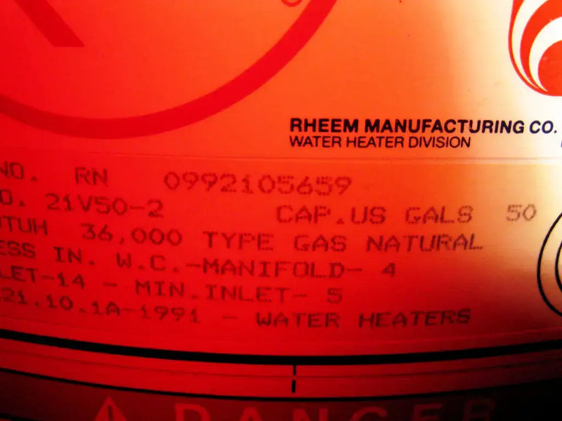 Rheem Manufacturing Co. Rheemglas Fury Hot Water Heater - 36,000 BTUH