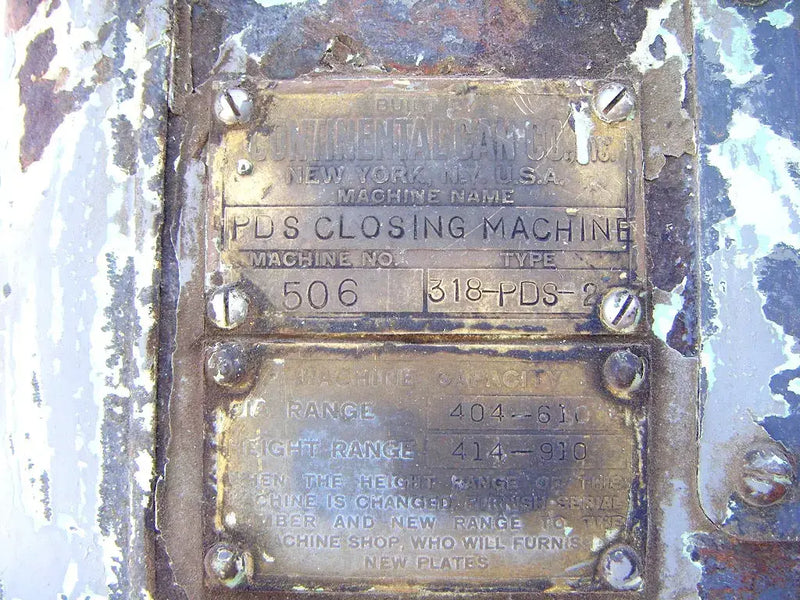 Máquina cerradora PDS de Continental Can Co.