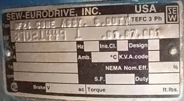 Sew-Eurodrive Right-Angle Variable Speed Reducer- 2 HP