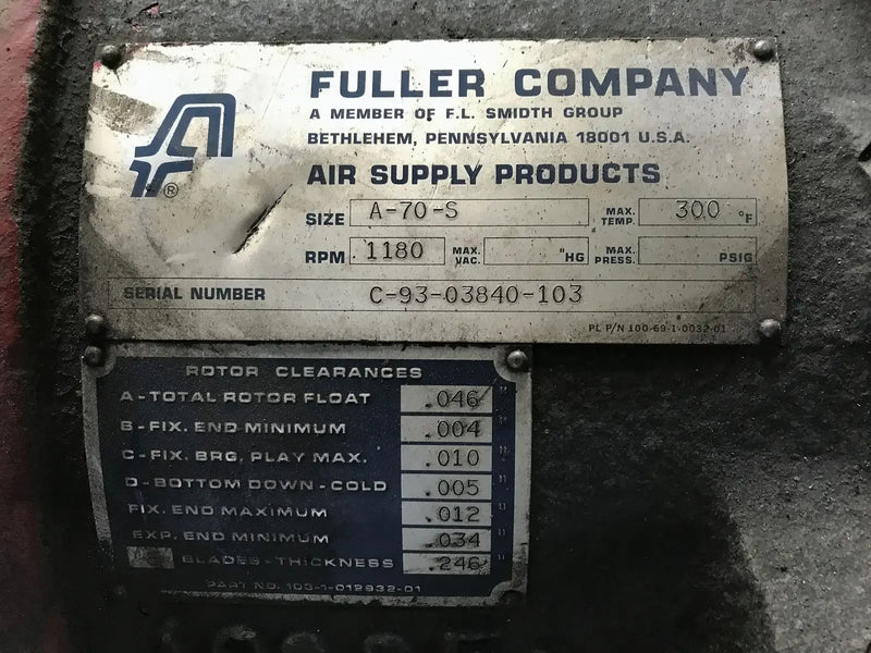 Compresor de paletas rotativas Fuller A70S