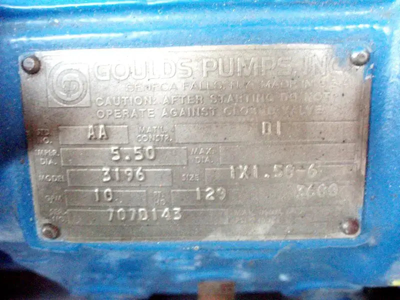 Bomba centrífuga Goulds 3196 (7,5 HP, 150 GPM máx.)
