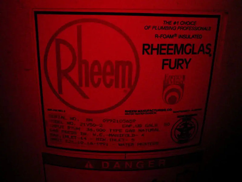 Rheem Manufacturing Co. Rheemglas Fury Hot Water Heater - 36,000 BTUH