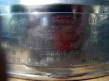 Alloy Products Corp. Recipiente a presión farmacéutico/higiénico