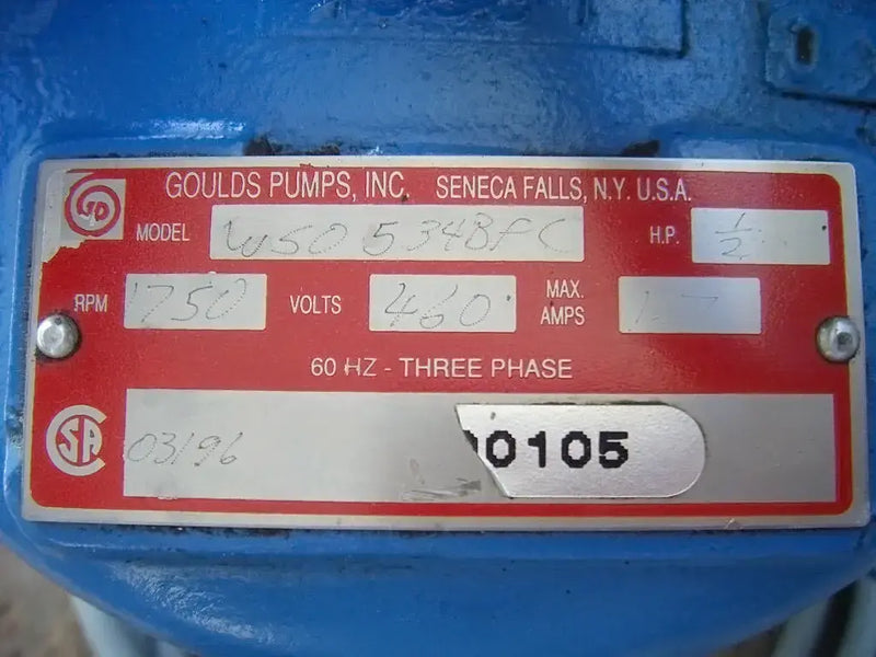 Bomba de aguas residuales Goulds WS0534BFC (0,5 HP)