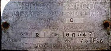 Spirax Sarco Pressure Powered Pumps