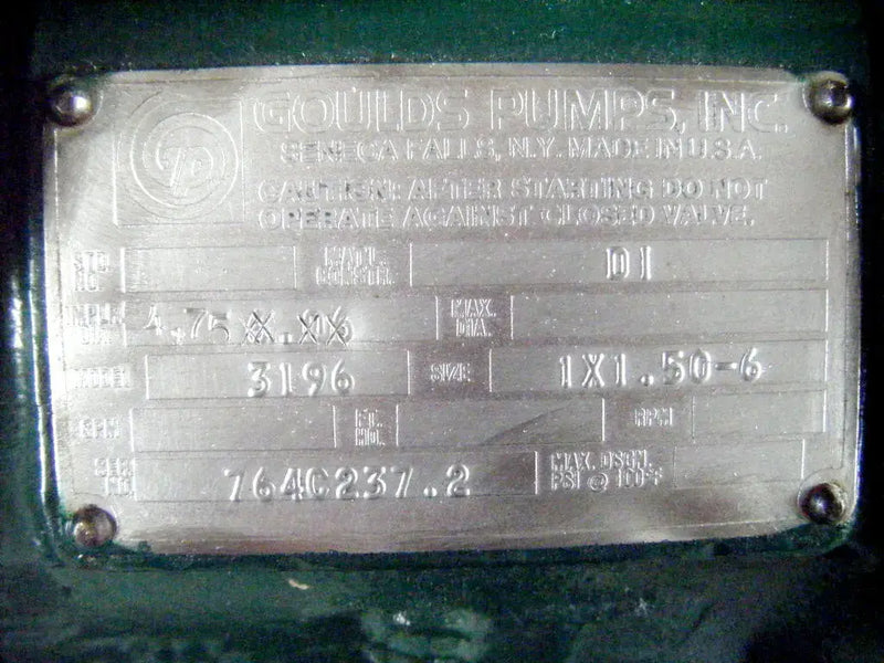 Bomba centrífuga Goulds 3196 (7,5 HP, 150 GPM máx.)