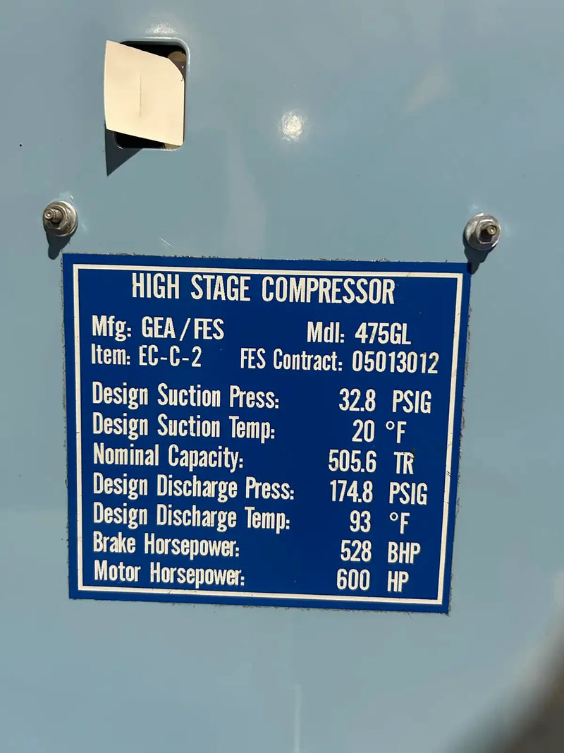 GEA 475GL Rotary Screw Compressor Package (GEA W-52, 600 HP, 460 Volt)