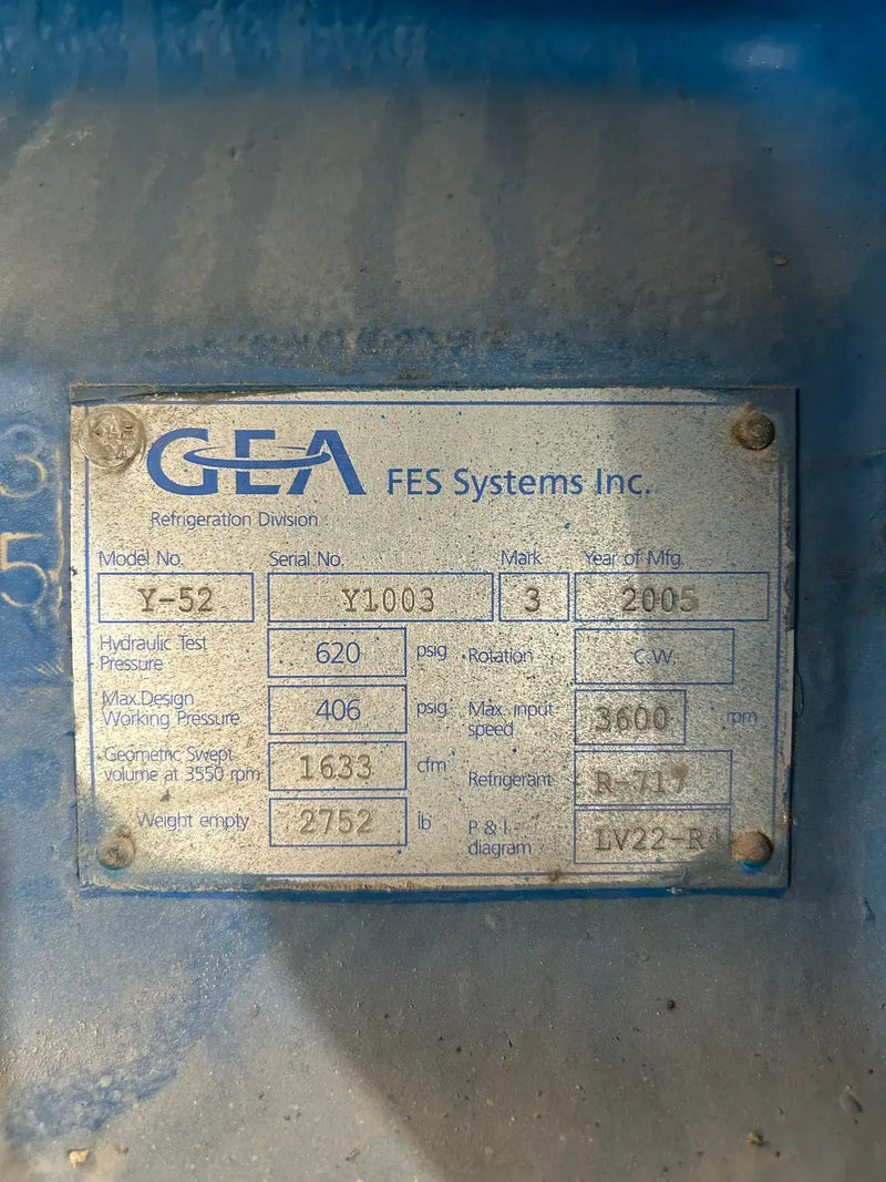 GEA 565GL Rotary Screw Compressor Package (GEA Y-52, 700 HP 460 V, GEA Micro Control Panel)