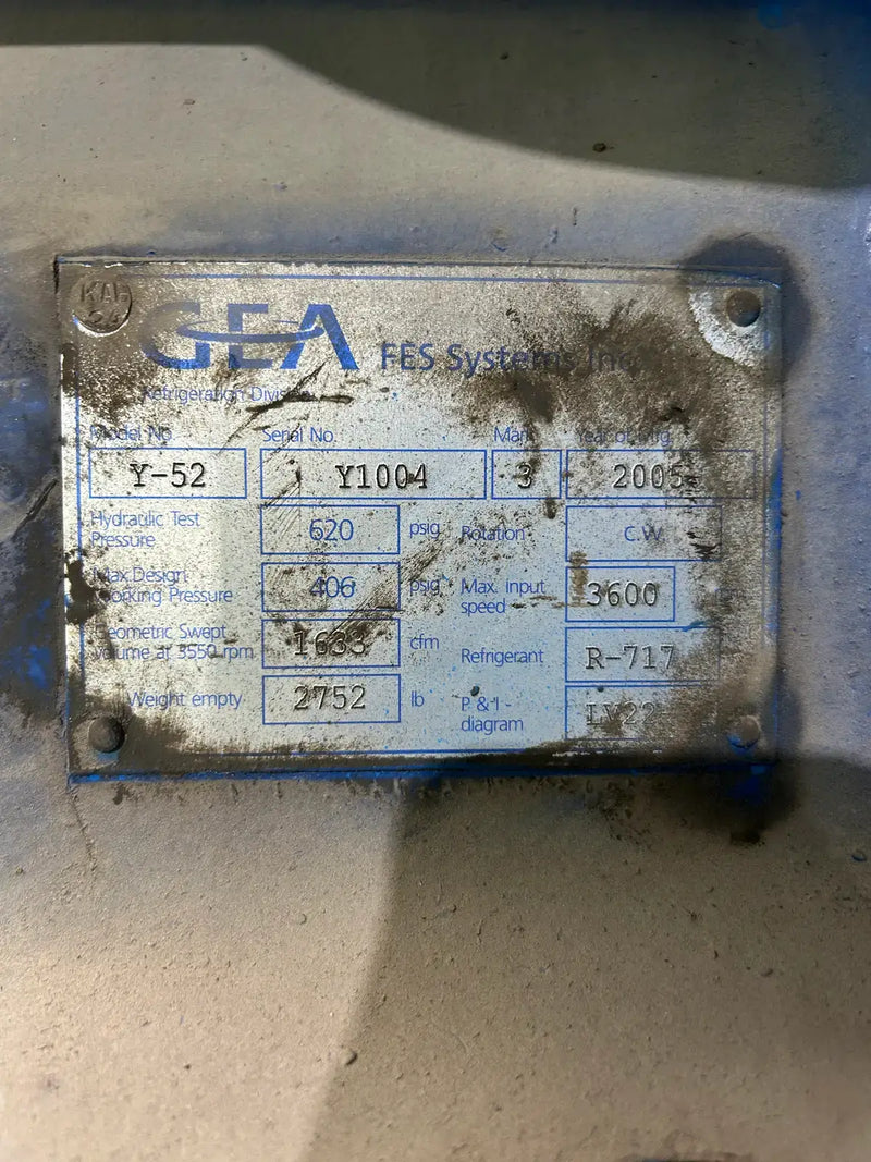 GEA 565GL Rotary Screw Compressor Package (GEA Y-52, MISSING MOTOR, GEA Micro Control Panel)