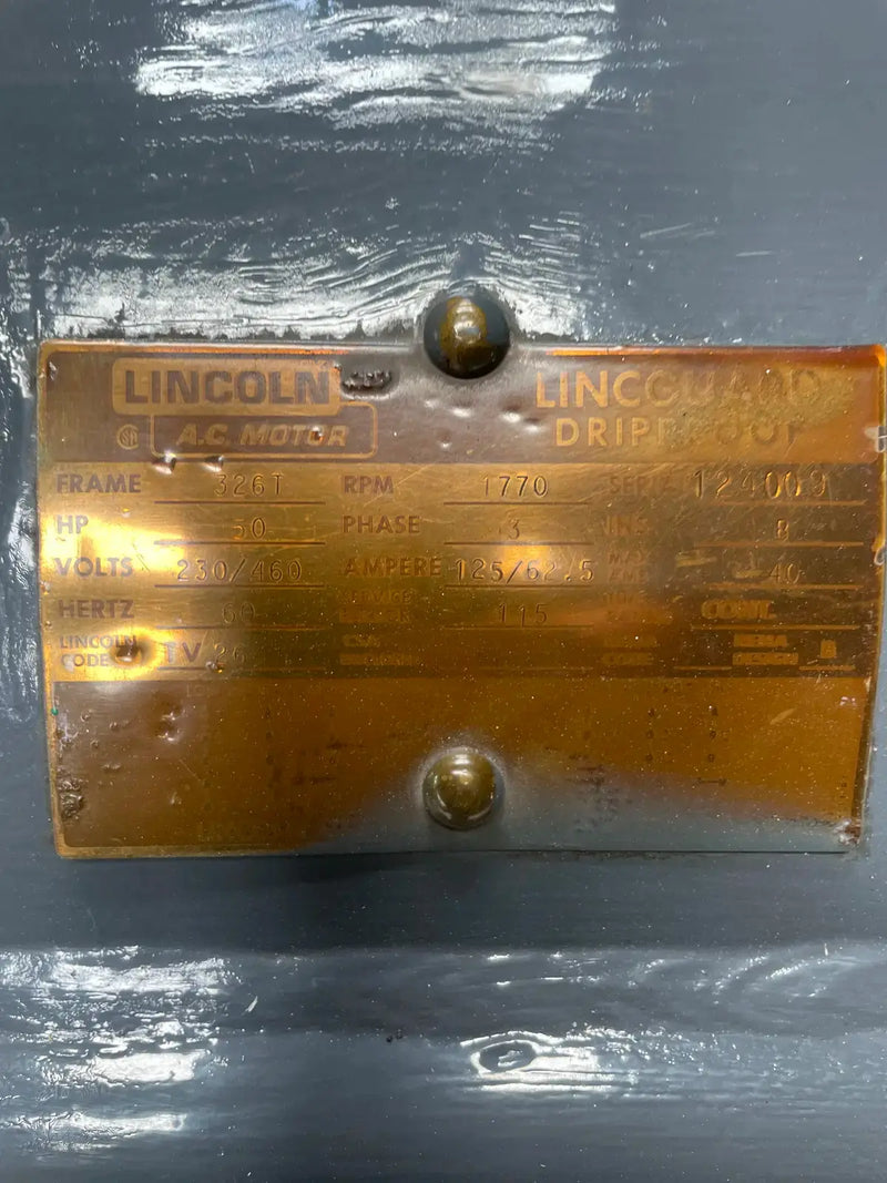 Motor eléctrico de CA Lincoln (50 HP, 1770 RPM, 230/460 voltios)