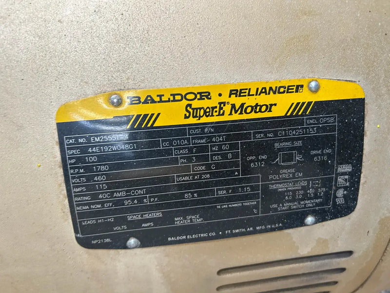 Motor eléctrico Baldor Reliance Super-E (100 HP, 1780 RPM, 460 V)