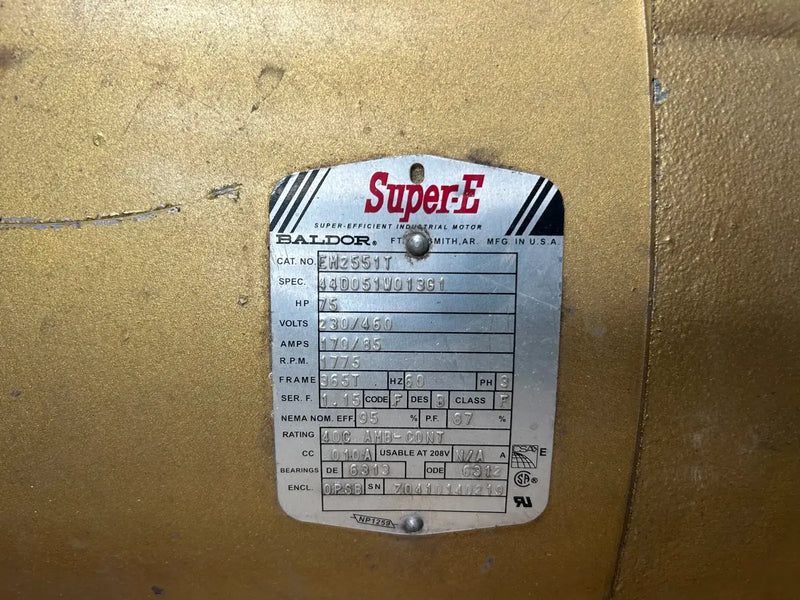 Motor eléctrico Baldor Super-E (75 HP, 1775 RPM, 230/460 V)