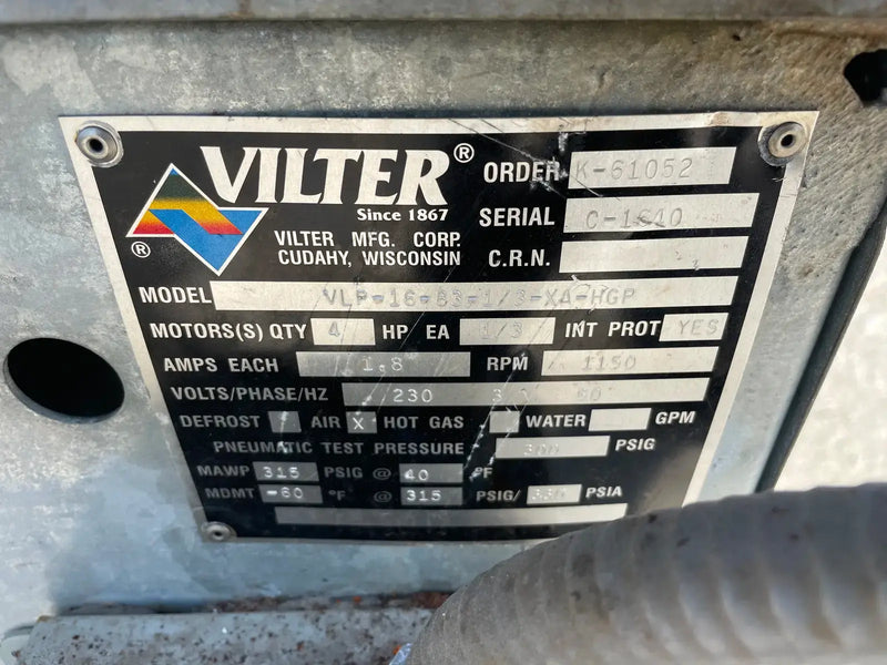 Vilter VLP-16-83-1/3-XA-HGP Ammonia Evaporator Coil- 4.79 TR, 4 Fans (Low Temperature)