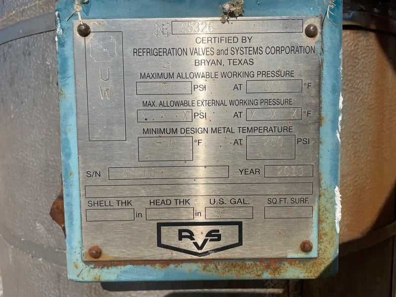Tanque de descarga de amoníaco vertical RVS (16 x 32 pulgadas, 38 galones)