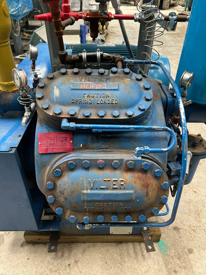 Vilter AK458XL-RC 8-Cylinder Reciprocating Compressor Package (150 HP 460 V, Belt Driven)