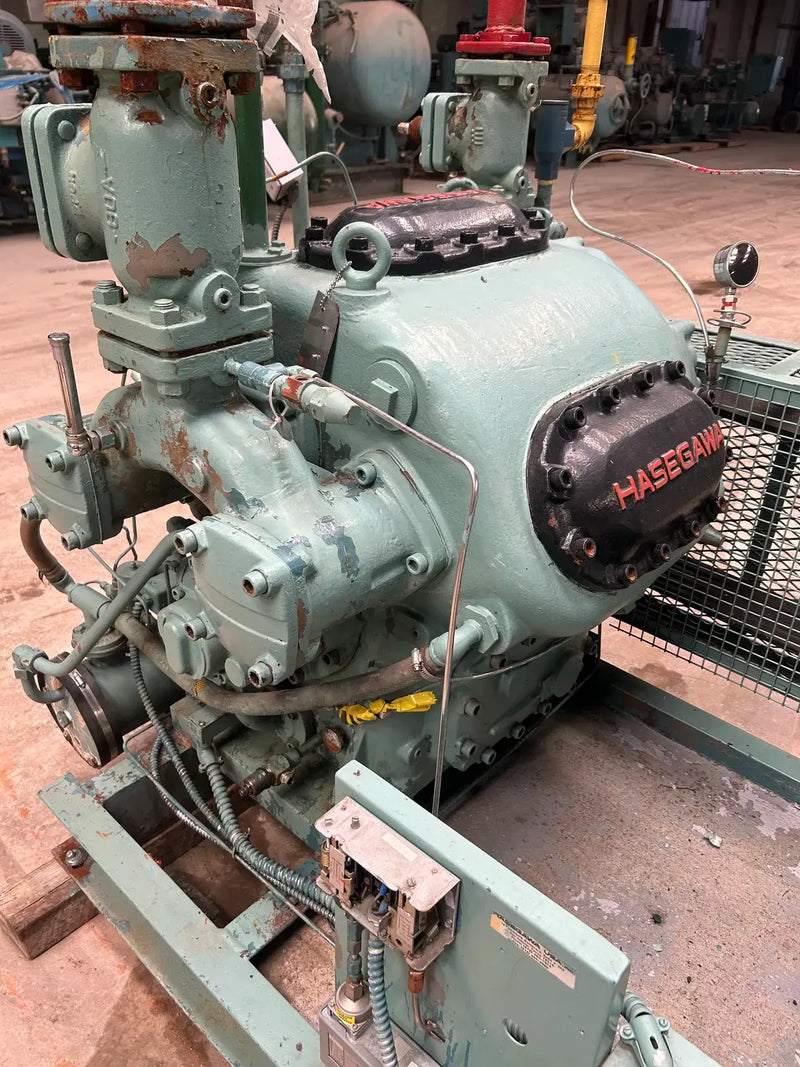 Hasegawa VML6A 6-Cylinder Reciprocating Compressor Package (100 HP 460 V, Belt Driven)