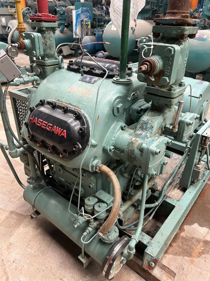 Hasegawa VML6A 6-Cylinder Reciprocating Compressor Package (100 HP 460 V, Belt Driven)