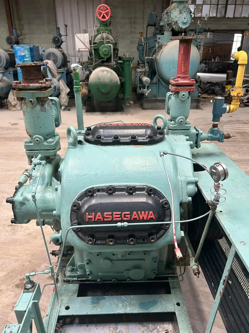 Hasegawa VML6A 6-Cylinder Reciprocating Compressor Package (100 HP 460 V, Belt Driven)