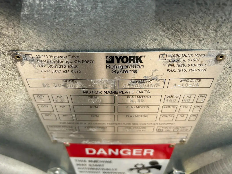 York DC30-484 Ammonia Evaporator Coil - 4 Fans (Low Temperature)