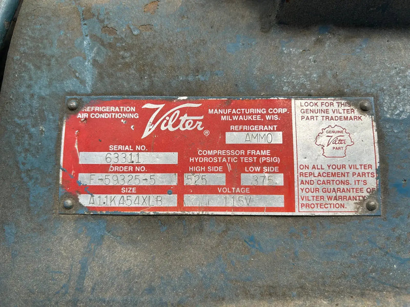 Vilter 454XL 4-Cylinder Reciprocating Compressor Package (75 HP 460 V, Belt Driven)