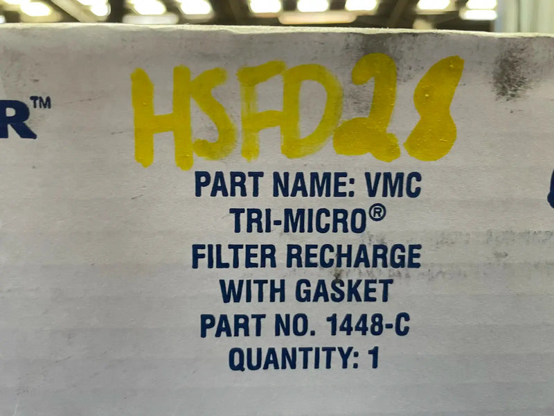 Filtro de recarga de aceite Vilter 1448-C Tri-Micro con junta.