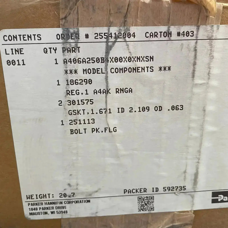 Regulador de presión de entrada Parker RS A4AK (1 pulg.)
