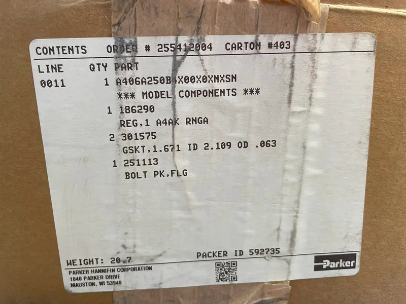 Regulador de presión de entrada Parker RS A4AK (1 pulg.)