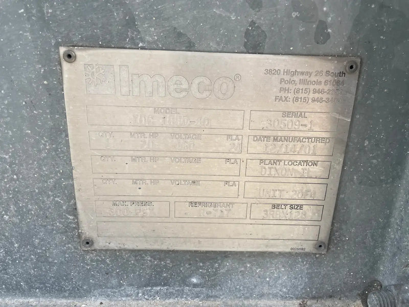 Imeco IDC Series Evaporative Condenser (470 Nominal Tons, 1- 20 Hp Motor)