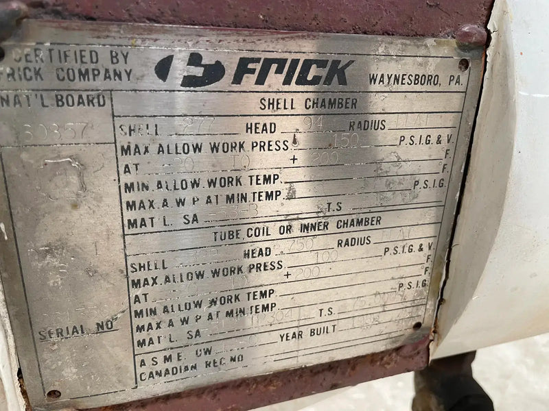 Frick Shell & Tube Heat Exchanger