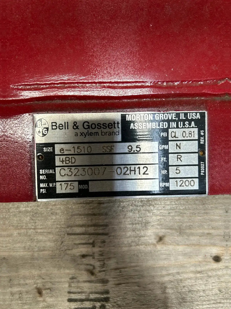 Bell & Gossett e-1510 Centrifugal Pump (5 HP, 150 GPM Max)