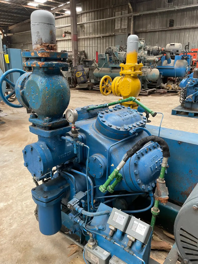 Vilter 448 8-Cylinder Reciprocating Compressor Package (125 HP, 460V, Belt Driven)
